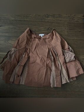 Kookai vintage brown midi parachute skirt with pleats